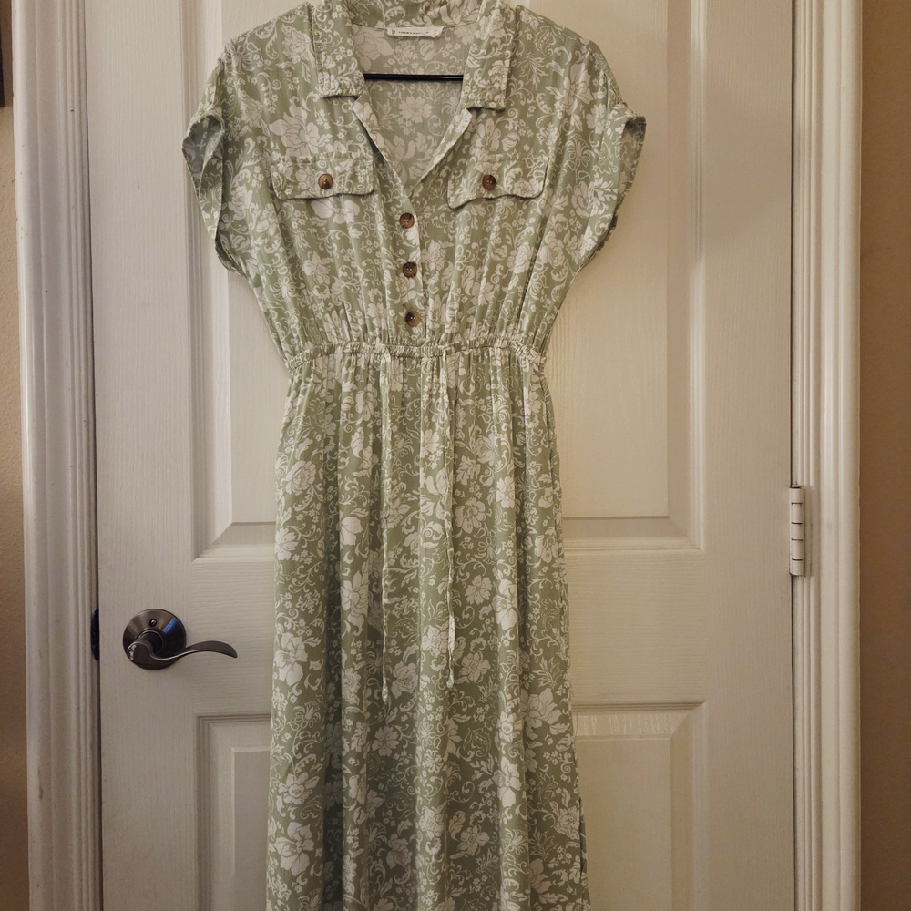 Lucky Brand Green Floral Midi Dress - Picture 2 of 2